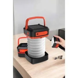 Katlanabilir Kamp Lambası Solar Fener Görünümlü 3 Kademeli Şarjlı