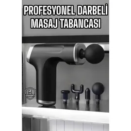 Masaj Tabancası 4 Başlıklı Kas ve Vücut Ağrıları İçin Şarjlı Darbeli