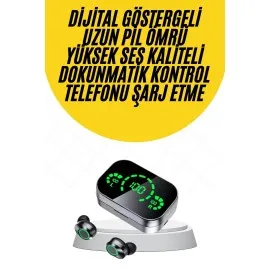 Kablosuz Bluetooth Kulaklık Çift Telefon Destekli Powerbankli Dijital Göstergeli
