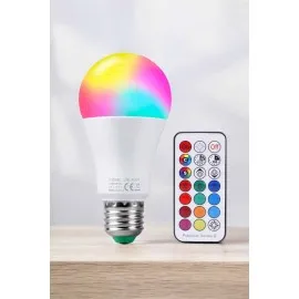 Renk Değiştirebilen Rgb Işıklı Led Ampul A+Enerji 15 Watt Led Işık