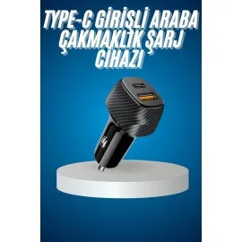 Araç İçi Hızlı Şarj Soketi 38W Oto Çakmaklık Type-C Araba Çakmaklık