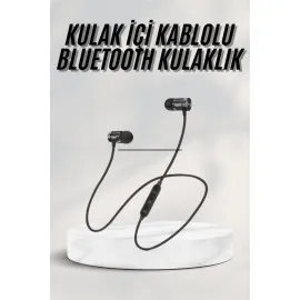 Sports Mıknatıslı Siyah Bluetooth Kulaklık Kablolu Uzun Pil Ömrü