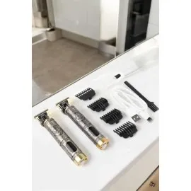 Tıraş Makinesi Şarjlı Profesyonel Saç Kesme Makinesi Gold Çizik Tıraş
