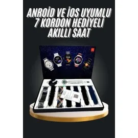 7 Kordonlu Akıllı Saat Siyah Kasa Dokunmatik Ekran Uyku Ve Sağlık Takibi