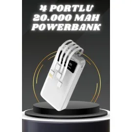 Powerbank Şarj Cihazı 4 Çıkışlı 20.000 Mah Powerbank Kompakt Yüksek Kapasiteli Hızlı Şarj