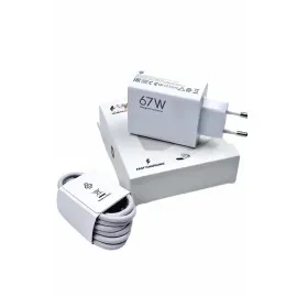 Hızlı Şarj Aleti Adaptörü Kablo Seti 67W Uzun Ömürlü Beyaz