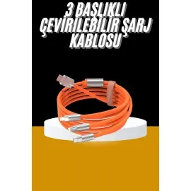 120W 3 İn 1 Uyumlu Silikon Şarj Kablosu Hızlı Şarj Kablosu