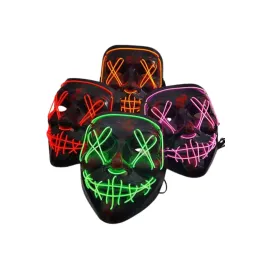 Led Işıklı Neon Maske Cadılar Bayramı Maskesi Korkunç Korku Maskesi