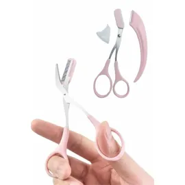 2'li Kaş Bakım Seti Taraklı Kaş Makası Ve Kaş Usturası Kaş Şekillendirici