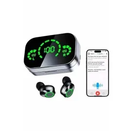 Kablosuz Bluetooth Kulaklık Çift Telefon Destekli Powerbankli Dijital Göstergeli