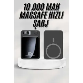 Taşınabilir Şarj Magsafe Powerbank 10.000 mAh Hızlı Şarj Led Göstergeli Kablosuz