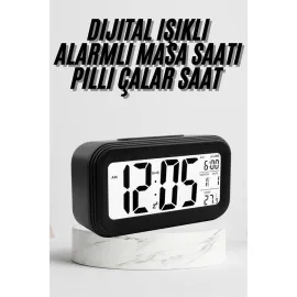 Dijital Masa Saati Termometre Takvim Led Ekran Pilli Ev Ofis Masası