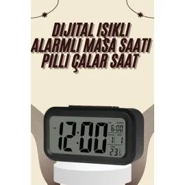 Dijital Masa Saati Termometreli Takvim Çalar Saat Led Ekran Pilli