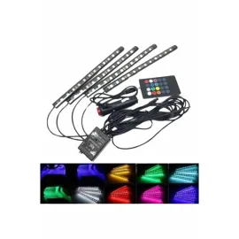 Araç İçi Ayak Altı 12'li Şerit Led Işık Uzaktan Kumandalı RGB Işıklı Ses ve Müziğe Duyarlı