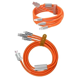 120W 3 İn 1 Uyumlu Silikon Şarj Kablosu Hızlı Şarj Kablosu