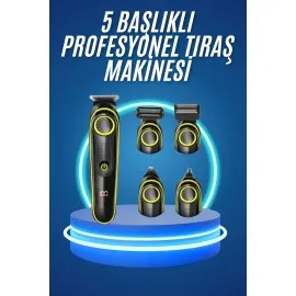 5 Başlıklı Şarjlı Tıraş Makinesi Kablosuz Saç Sakal Burun Tıraşına Uygun