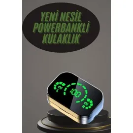 Kablosuz Bluetooth Kulaklık Çift Telefon Destekli Powerbankli Dijital Göstergeli