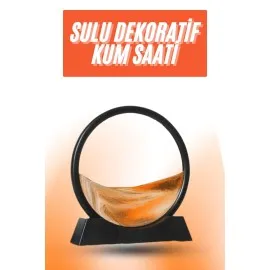 3D Led Işıklı Kum Saati Gece Lambası Hareketli Sulu Kum Saati Orta Boy