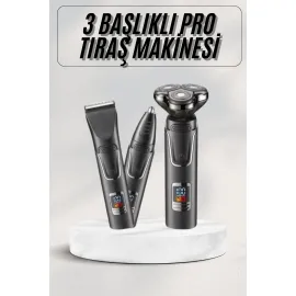 Yüksek Performanslı 3 Başlıklı Profesyonel Şarjlı Islak ve Kuru Kullanıma Uygun