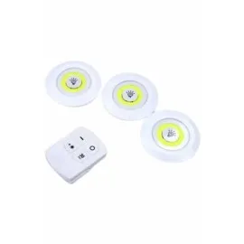 Dolap Işığı Mutfak Rafı Işığı Uzaktan Kumandalı 3 Lü Spot Led Lamba