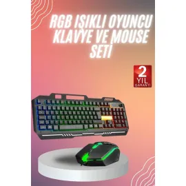 RGB Işıklı Gaming Oyuncu Klavye Q Klavye Mouse Hediyeli