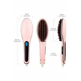 Elektrikli Saç Düzleştirici Tarak Saç Düzleştirici Fırça Sıkı Dişli Pembe