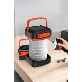 Katlanabilir Kamp Lambası Solar Fener Görünümlü 3 Kademeli Şarjlı