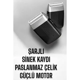 Tıraş Makinesi Sinek Kaydı Paslanmaz Çelik Taşınabilir Şarjlı