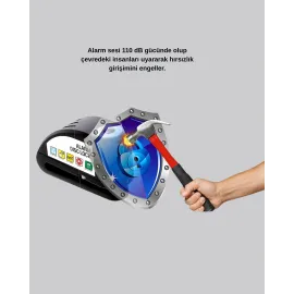 Titreşim Sensörlü Alarmlı Motosiklet Disk Kilidi 14Mm Çelik Çift Kilitleme