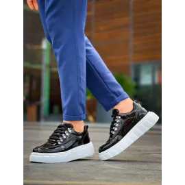 Kb-X10 Kuback Siyah Rugan Beyaz Yüksek Taban Günlük Spor Ayakkabı (Numara: 43)