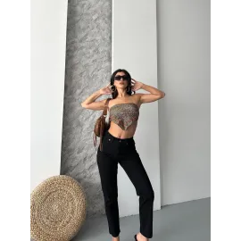 Mom Fit Enzim Taş Yıkama Jeans Pantolon Siyah D2006 (Beden: 38)