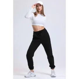 3 İplik Şardonlu Paça Lastikli Eşofman Siyah İs001 (Beden: L)