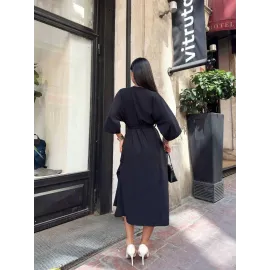 Ayrobin Midi Elbise Siyah (Beden: S)