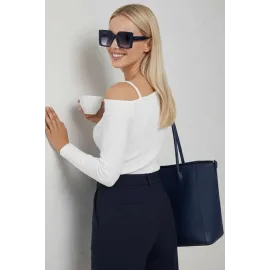 Tek Omuz İpli Bluz Beyaz T4328 (Beden: S)