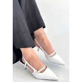 Darina Beyaz Cilt Topuklu Ayakkabı (Numara: 37)