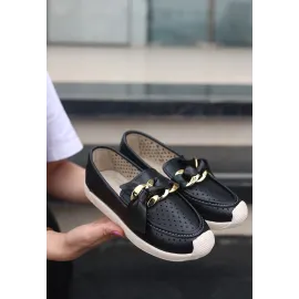 Riwan Siyah Cilt Babet Ayakkabı (Numara: 36)