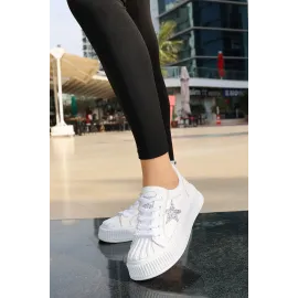Piata Beyaz Cilt Bağcıklı Spor Ayakkabı (Numara: 40)