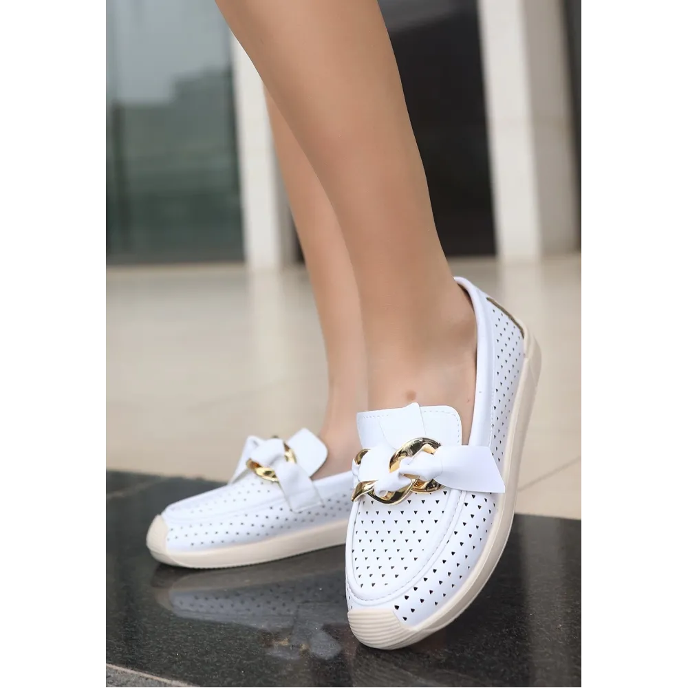 Riwan Beyaz Cilt Babet Ayakkabı (Numara: 37)