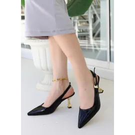 Zalin Siyah Rugan Topuklu Ayakkabı (Numara: 36)