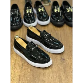 Kb-027  Kuback Bağcıksız Siyah Rugan G Günlük Erkek Ayakkabı (Numara: 40)