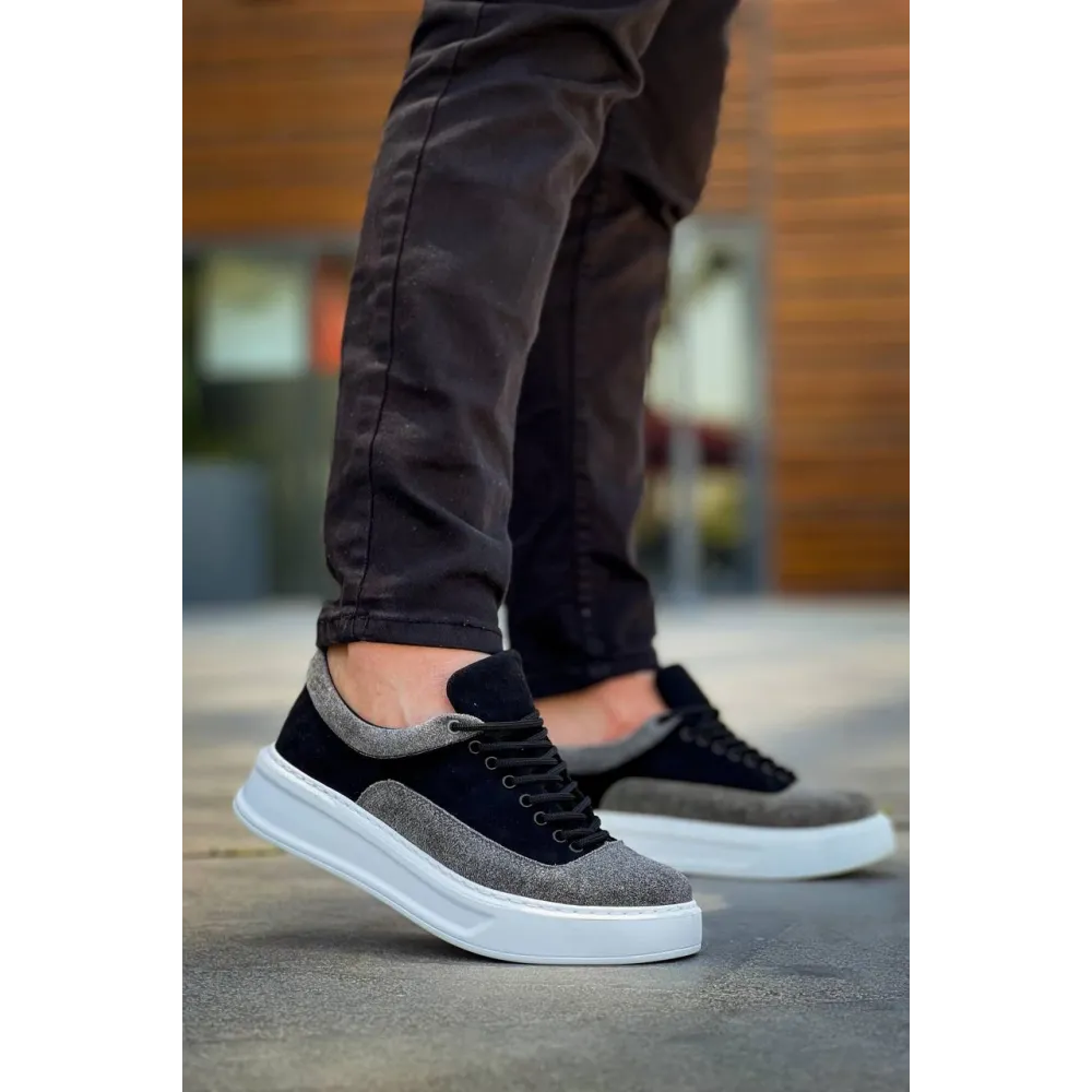 Kb-005 Kuback Siyah Gri Süet Bağcıklı  Günlük Erkek  Ayakkabı (Numara: 44)