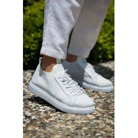 Kb-112   Kuback Beyaz Triko Bağcıklı  Günlük Erkek  Ayakkabı (Numara: 44)