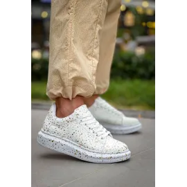 Kb-X500  Kuback Beyaz Gold  Bağcıklı  Günlük Erkek  Ayakkabı (Numara: 44)