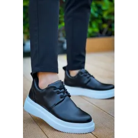 Kb-X3  Kuback Siyah Cilt  Bağcıklı  Günlük Erkek  Ayakkabı (Numara: 42)