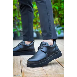 Kb-X3  Kuback Siyah Cilt Siyah Taban Bağcıklı  Günlük Erkek  Ayakkabı (Numara: 42)