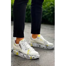 Kb-02  Kuback  Bağcıklı Crocodile Beyaz Sarı Günlük Erkek Ayakkabı (Numara: 40)