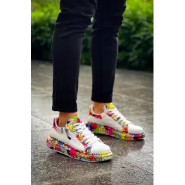 Kb-02  Kuback Bağcıklı Crocodile Beyaz Kırmızı Günlük Erkek Ayakkabı (Numara: 40)