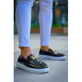 Kb-027  Kuback Bağcıksız Siyah Rugan H Günlük Erkek Ayakkabı (Numara: 41)