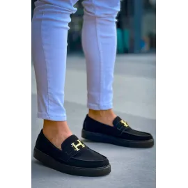 Kb-027  Kuback Bağcıksız Kömür Süet H Günlük Erkek Ayakkabı Siyah (Numara: 42)