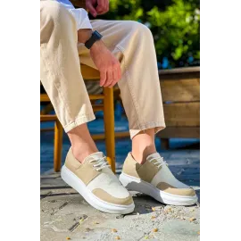 Kb-042  Kuback Bağcıklı Bej Günlük Erkek Ayakkabı (Numara: 41)